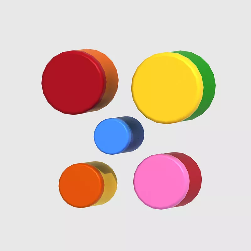 De percussie speelt kleurrijke drums